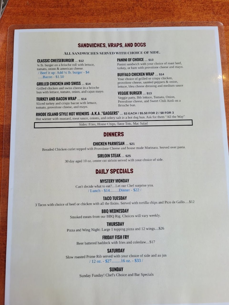 Classic pub food ready to serve.